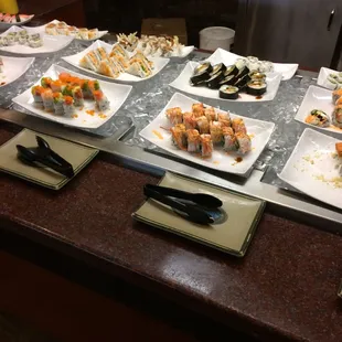 interior, sushi and sashimi