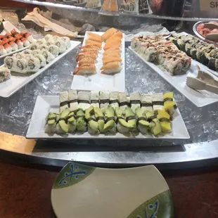 Pleasantly surprised by the choices of sushi the offer.