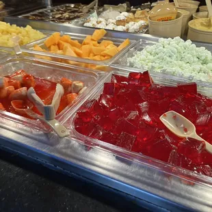 a variety of fruit and candy