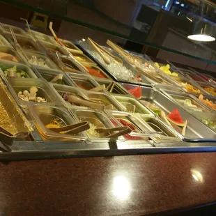 a variety of food items on display