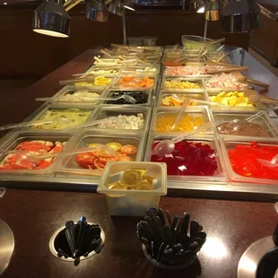 a variety of salads and condiments