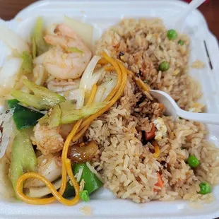 Fried rice and Cajun Shrimp