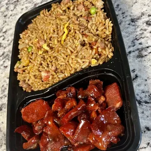 Pork fried rice with Bar-B-Q Boneless Spare Ribs