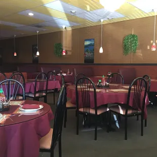 Dining room area . Very clean.
