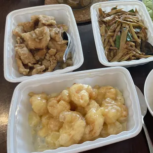 a variety of dishes of food