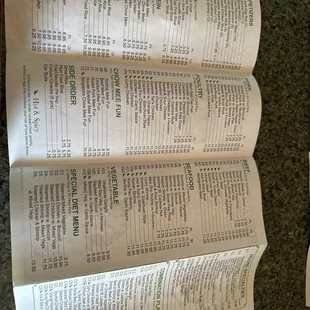 Updated Menu. We ordered 5, 28, 35, 61 combo, and 97 large. The donuts were added to our order for free (10 I believe).