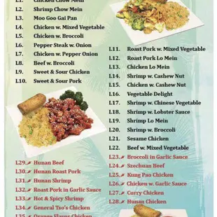 the menu for lunch special