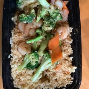 Shrimp with Broccoli, after I ate a large portion!