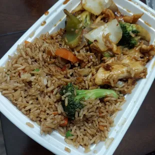 Slightly grazed upon Szechuan chicken