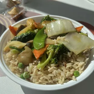 Lunch vegetable with pork fried rice.