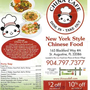 a menu for a chinese food restaurant