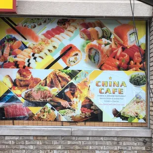 a large advertisement on the side of a building