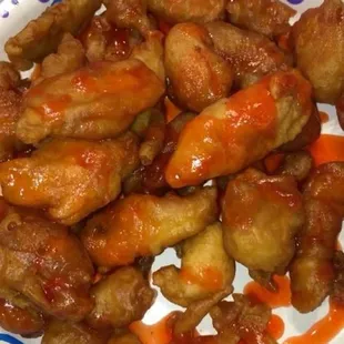 Chicken covered in gnats
