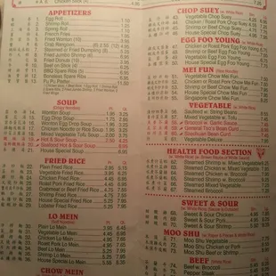 Their menu as of 12/6/15.