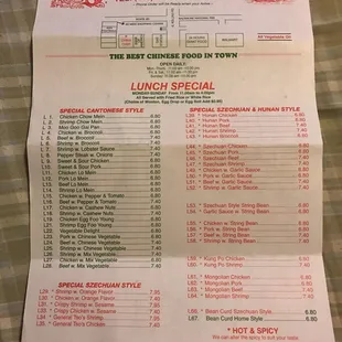 menu