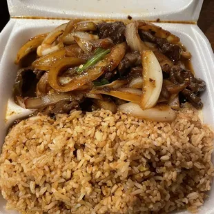 Mongolian Beef and Fried Rice