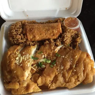 Almond boneless chicken dinner combo $9.25