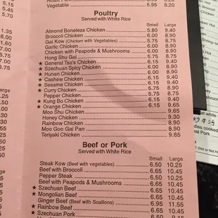 Current menu