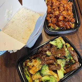 Beef and Broccoli and Orange Chicken