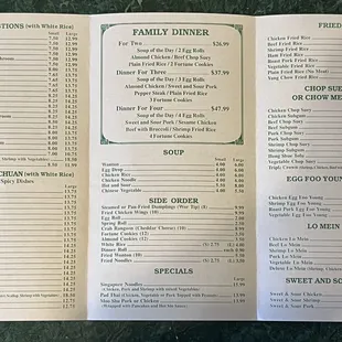 Menu interior