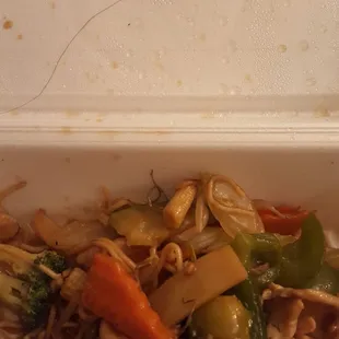 Had hair in my food tonight, so Nasty! Was looking forward to not cooking. Usually their lo mein is great, sometimes noodles stuck together.