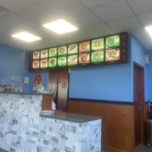 Lobby area with menu