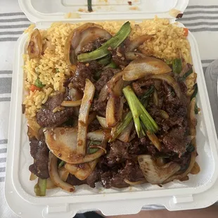 Mongolian beef lunch combo $11 large portion!