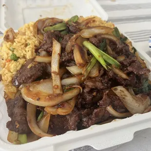 Mongolian beef lunch combo $11 large portion!