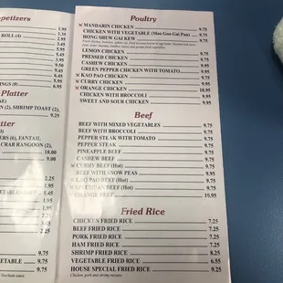 menu and prices