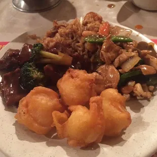 a plate of chinese food