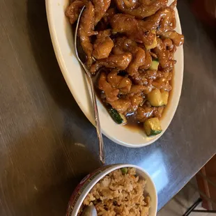 Orange Peel Chicken with fried rice