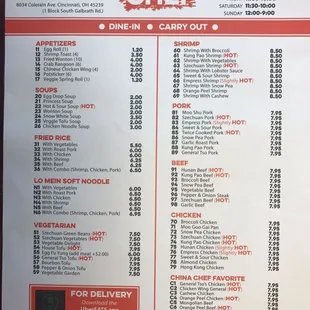 menu