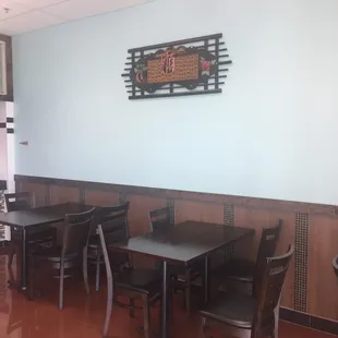 tables and chairs in a restaurant