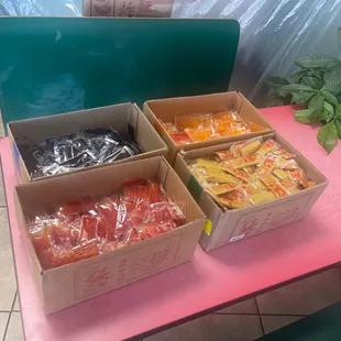 Available sauces...help yourself.