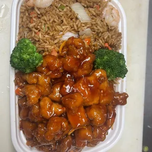 Orange chicken combo plate