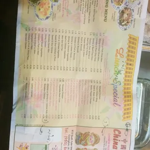 Menu side one