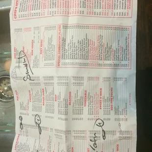 Menu side two