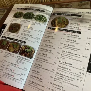 a menu for a chinese restaurant
