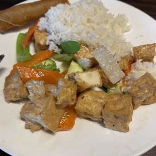 Tofu and veggie lunch plate