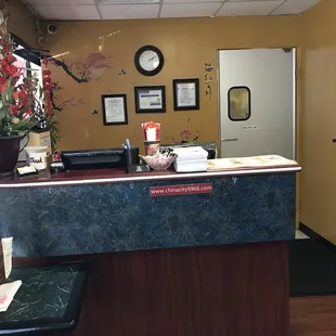 the front desk of a chinese restaurant
