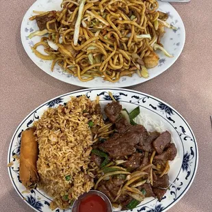 Mongolian beef lunch special + house chow mein