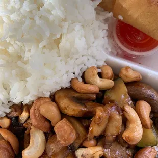 Cashew chicken with extra zucchini and mushrooms  so delish