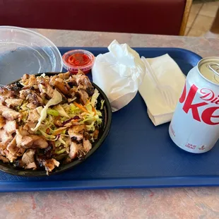 Egg roll, Thai salad, 1.50 can of soda=about ten