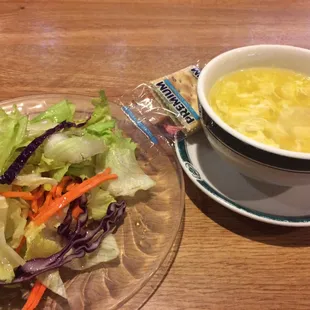 House salad &amp; egg flower soup, part of lunch special