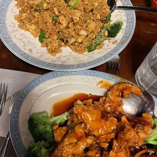 Orange chicken and fried rice