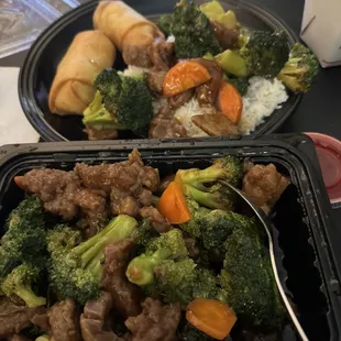 Beef &amp; Broccoli with egg rolls