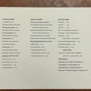 2023 Menu &amp; prices