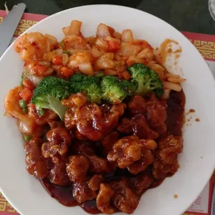 General Tso's and spicy shrimp.