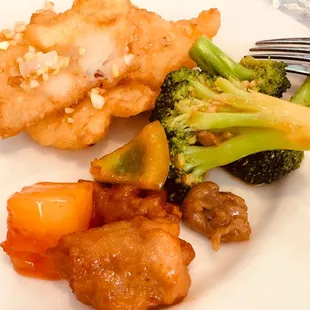 a plate of chinese food