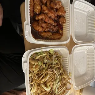 Orange Peel chicken and Combination chow mein.